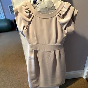 Designer beige short sleeve occasion dress